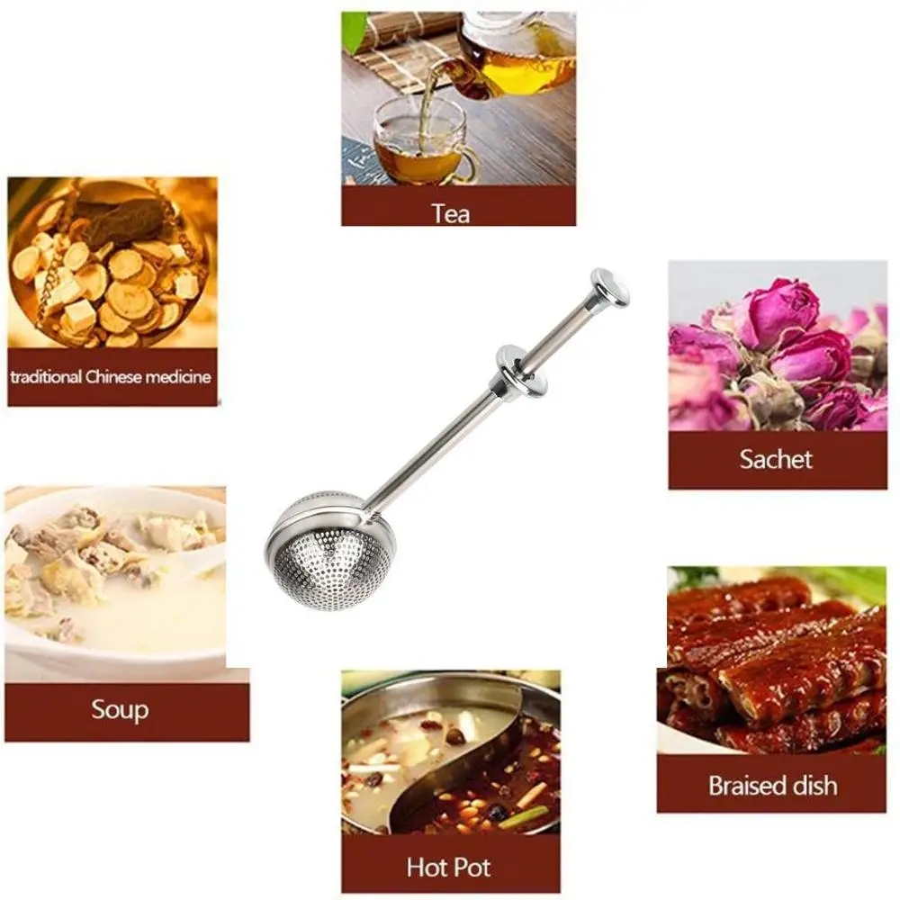 Stainless Steel Long-Handle Premium Tea Infuser Filter Reusable Tea Strainers Kitchen Stainless Steel Tea Ball