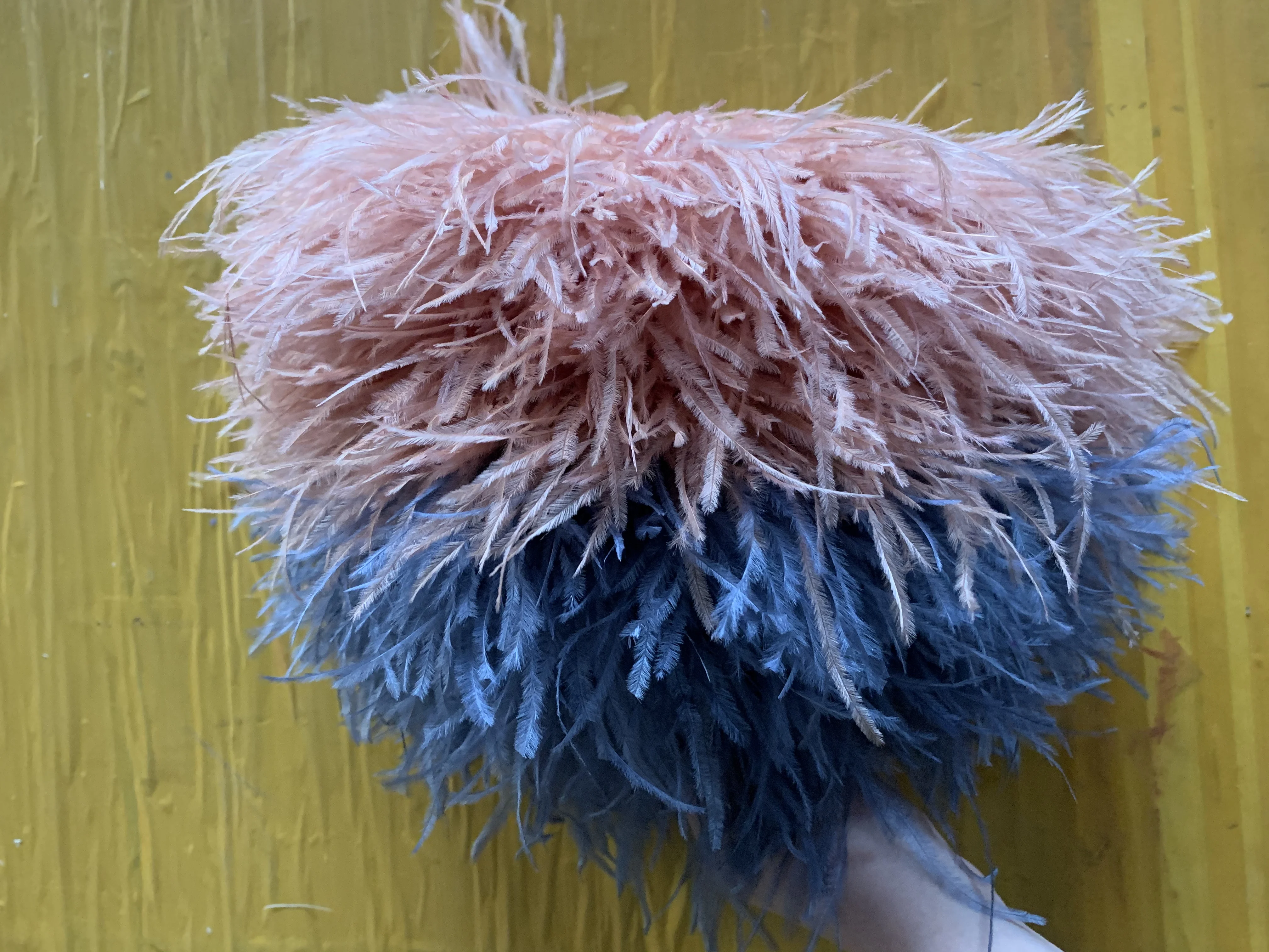 HS-48 DIY Wholesale Black White dye Customs Colors On Cord 2 1ply  No Ribbon Ostrich Feather trim fringe for gifts & crafts