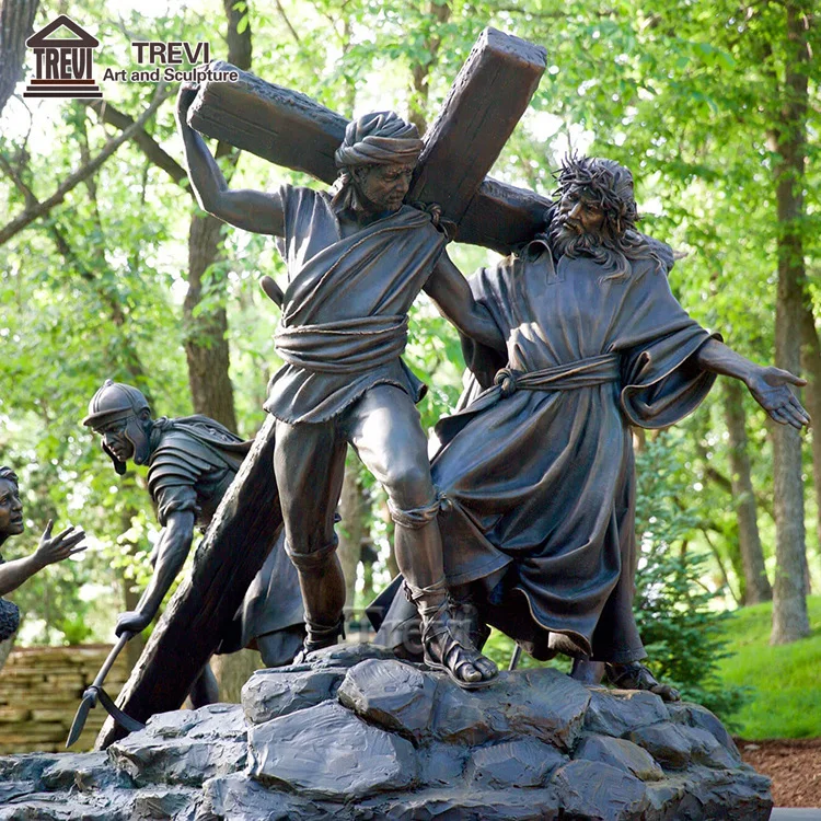 Религиозная бронзовая скульптура древняя латунная статуя с крестом