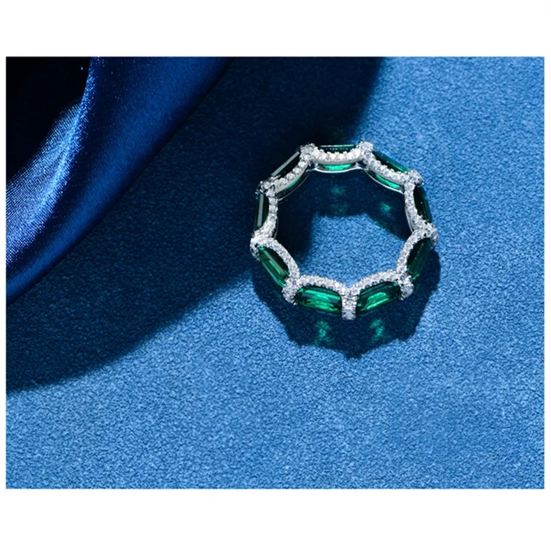 Fashion iced out cubic zirconia ring women baguette ring 925 sterling silver tennis ring