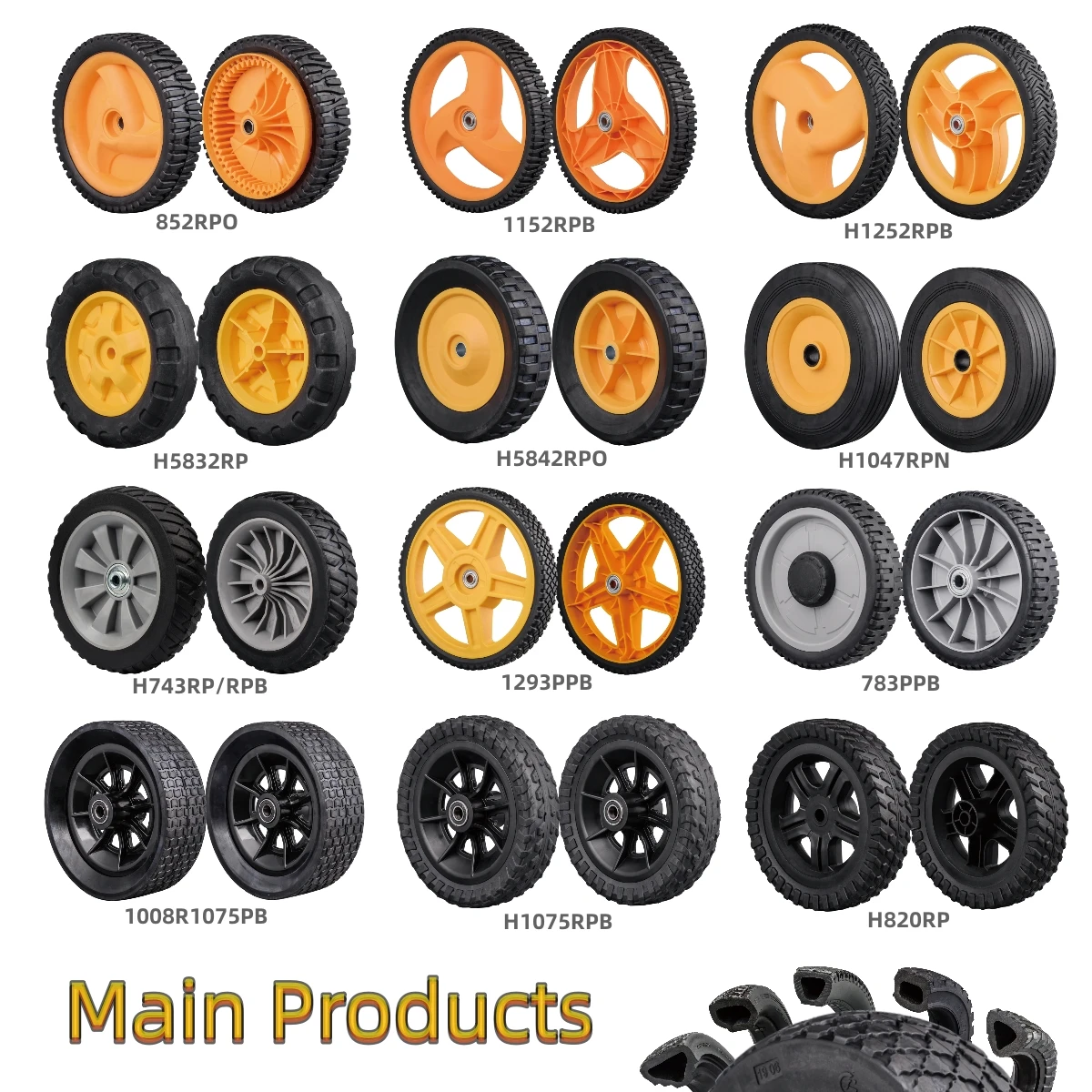 10 inch solid rubber tire wheel for hand truck, power generator free wheel for pressure cleaner