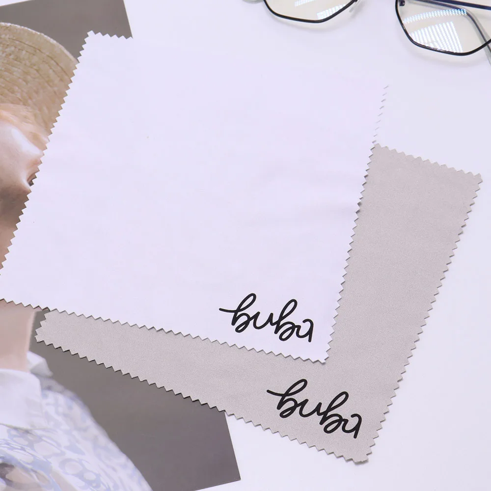 Good quality embossed print wine set prescription glasses optical frames microfiber clean cloth for sales promotion