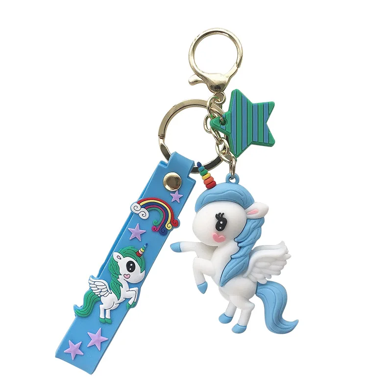 Fantasy Cartoon Rainbow Horse Unicorn Keychain Pendant Bag Pendant Ornaments for Couple Car Couple Ins Small Gift