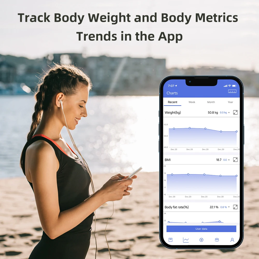 Bathroom Household Digital Tempered Glass Electronic Smart App Water Weight Body Fat BMI Health Analyzer Scales