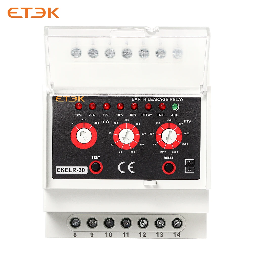 ETEK EKELR-30 110/230VAC Type A обнаружения утечки 30mA-30A земли реле контроля (ELR) с регулируемым туда и обратно