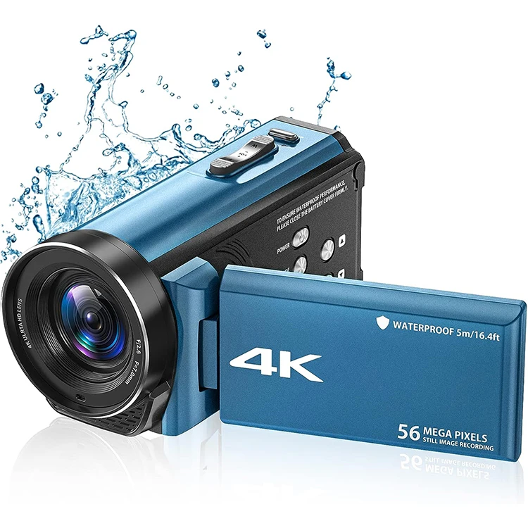 Видеокамера 4K Ultra HD 56MP 30FPS Vlogging камера для YouTube 18X зум подводная 16 4 футов водонепроницаемая