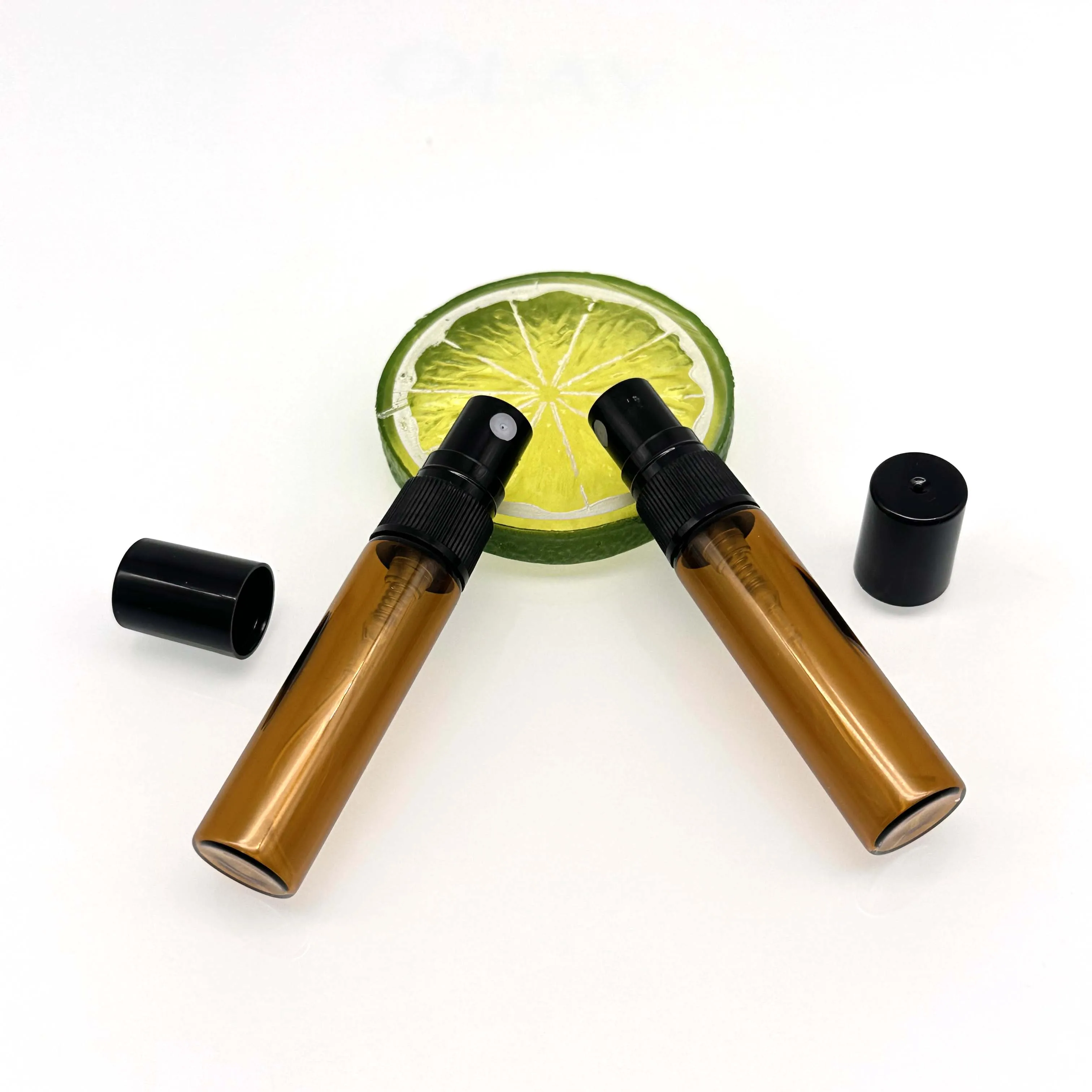 2ml 3ml 5ml 10ml amber glass atomiser bottle with gold spray top