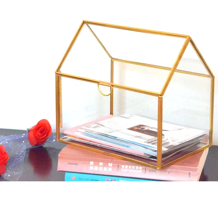 Модная прозрачная Свадебная коробка для карт из золотого стекла Новинка ручной работы роскошные высококачественные украшения приема помолвки дома