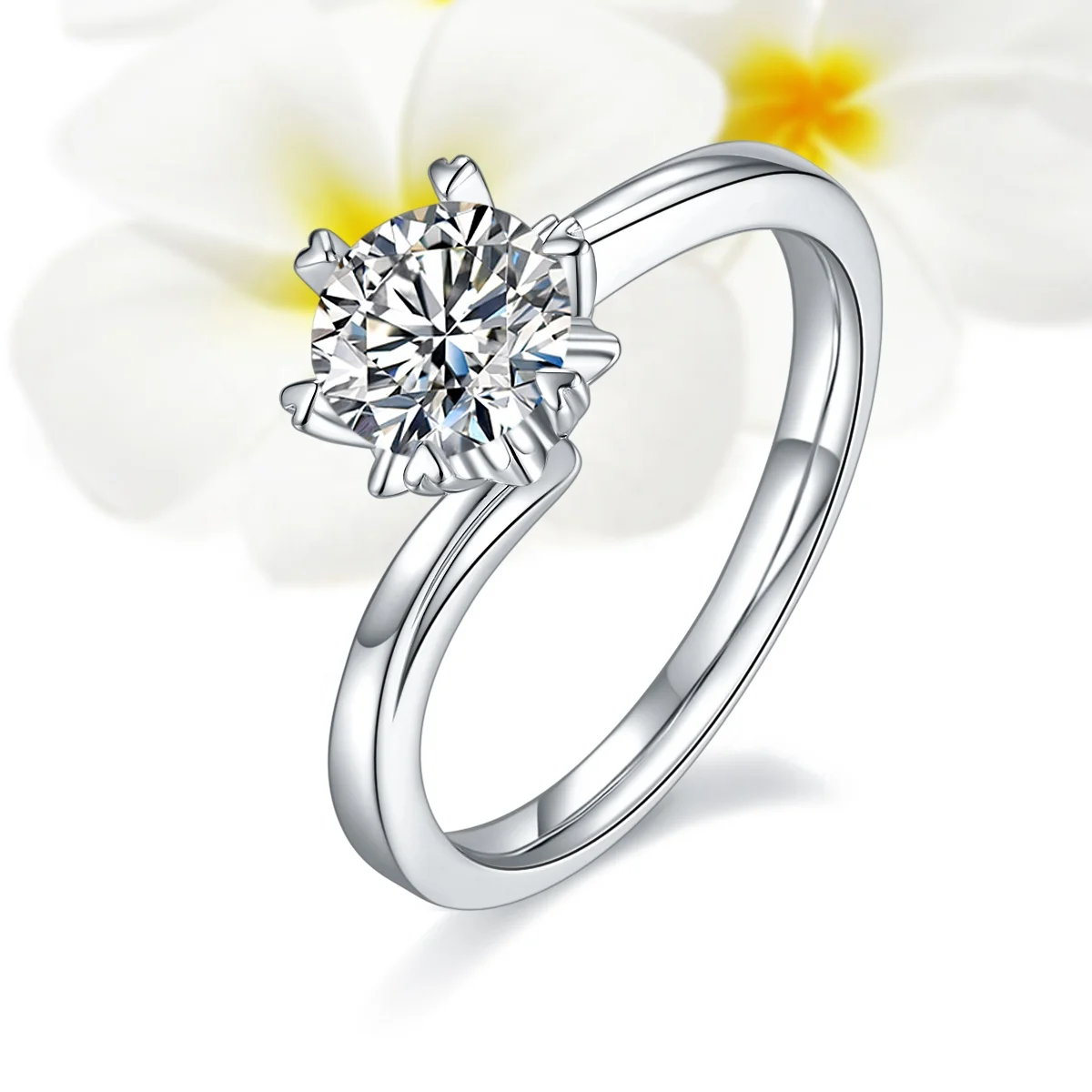 Модные Простые обручальное кольцо Круглый 1 карат муассанит камень из 14-каратного золота с закрученное кольцо