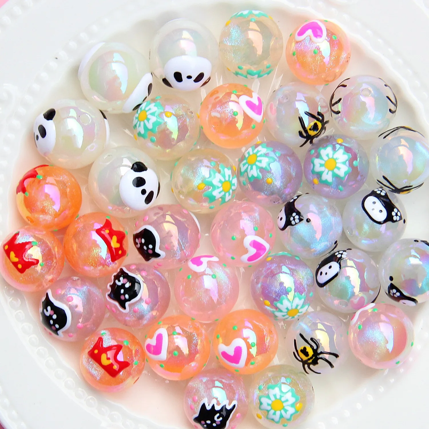Bracelet Accessories DIY Material Loose Beads Phone Chain Jewelry Accessories Acrylic Hand-Painted Beads