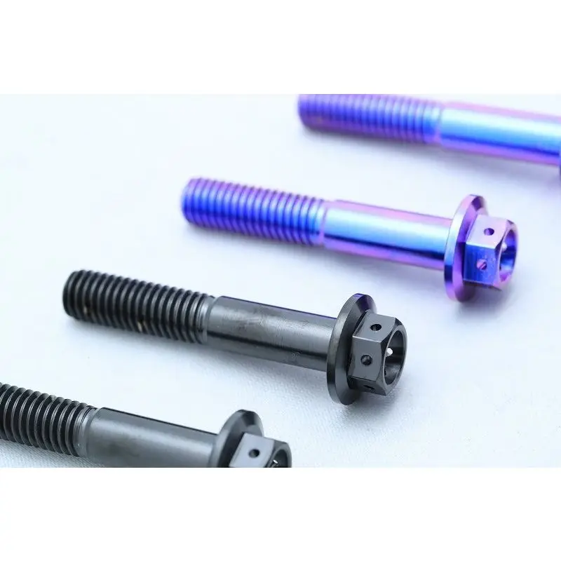 BRT High Strength Titanium Alloy Hex Drilled Flange M8 M10 M12 Gr2 Gr5 Grade 2 Grade 5 Anodized Hex Serrated Flange Bolt
