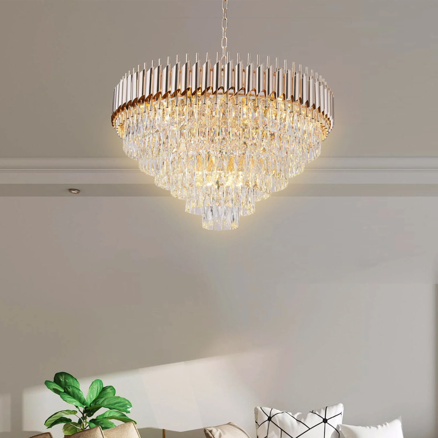 Европейская потолочная Подвесная лампа, роскошная светодиодная современная люстра цвета розового золота для кухни, лестницы, гостиной, 36 Вт