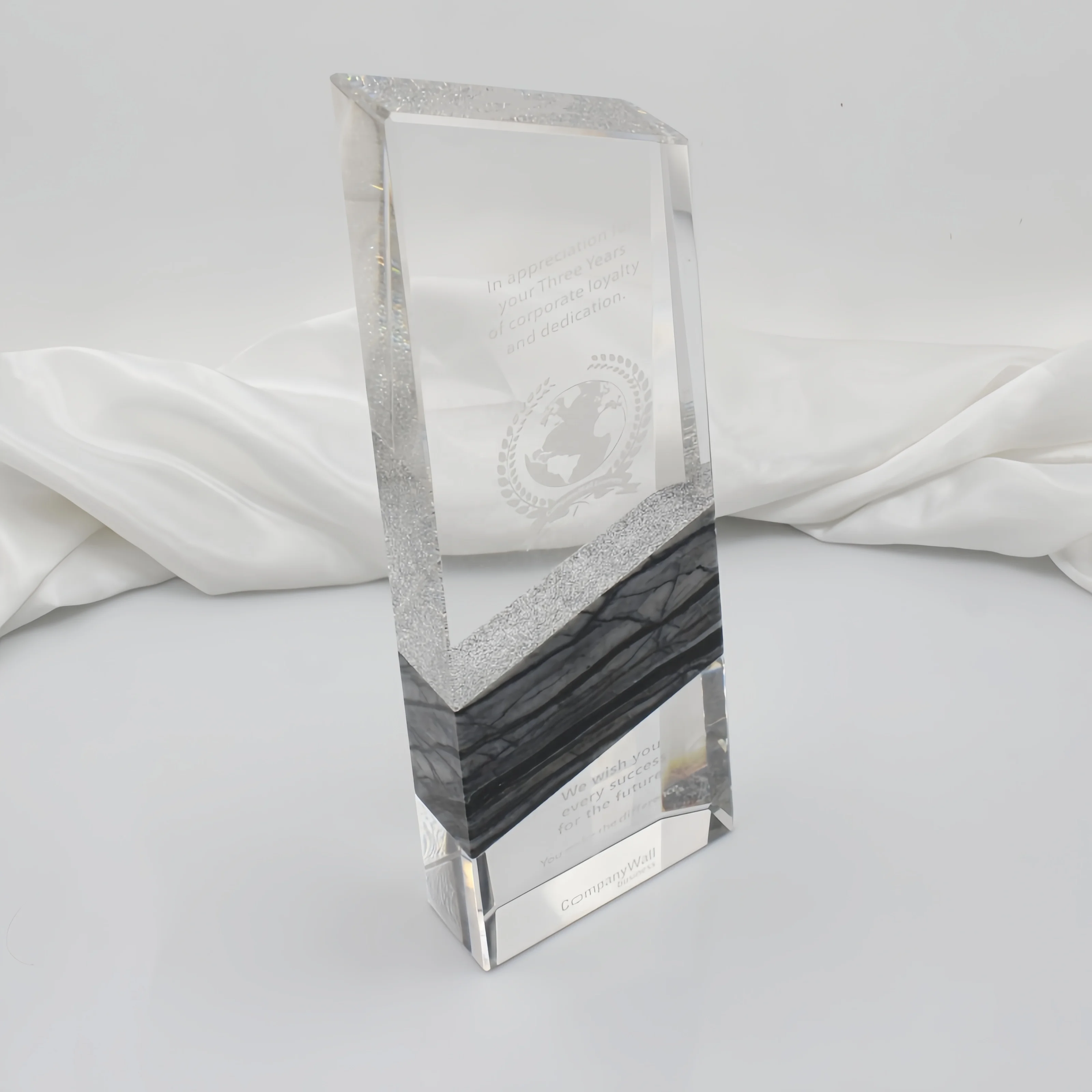 cheap Wholesale blank high quality crystal marble trophy Customized 3d craved logo Crystal trophy for souvenir