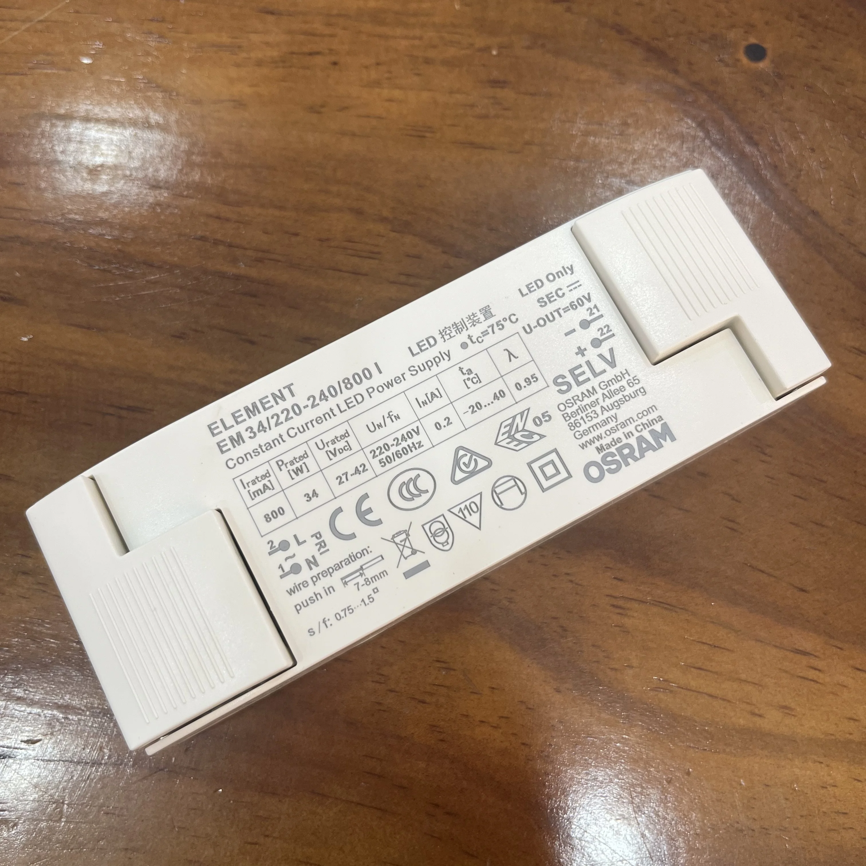 Оригинальный Osram привод EM 34/220-240/800 I 27V-42V 800mA постоянный ток светодиодный драйвер