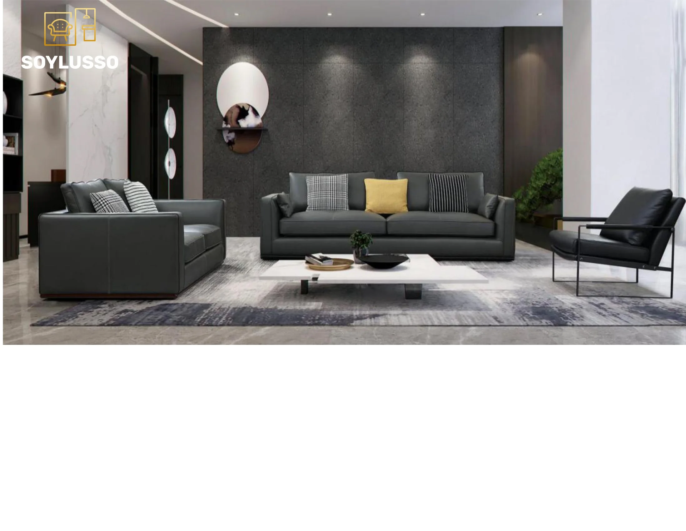 Dark color durable attractive style Italian comfortable high quality sofa set modern living room furniture for cafe