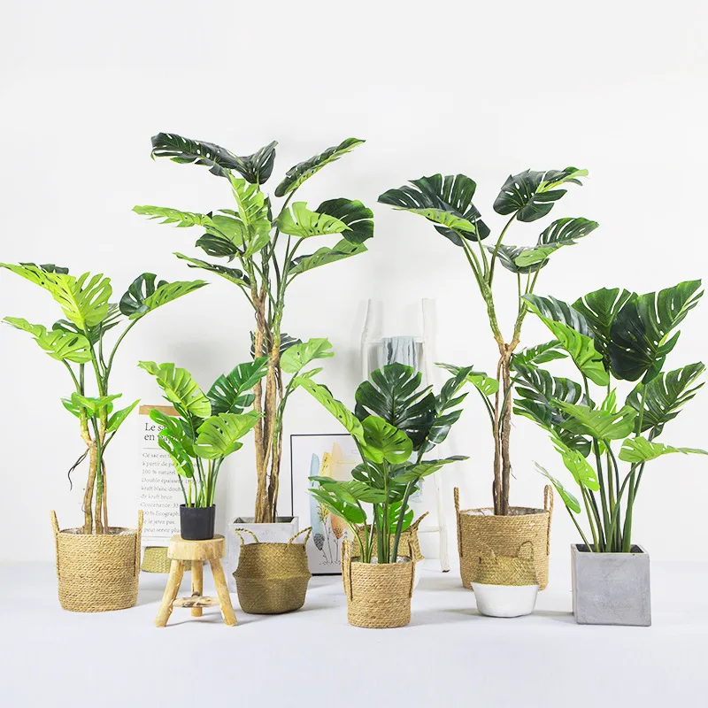 Garden Jungle Decoration Plastic Artificial Palm Trees Bonsai Philodendron Tree For Home Decor