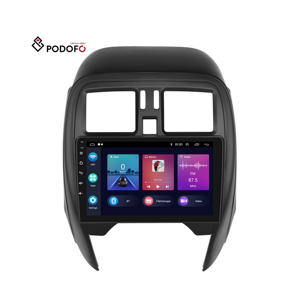 Podofo 2 Din 9 Inch Android Car Radio Carplay Android Auto GPS RDS HIFI with AHD Camera For Nissan Micra 2010-2017 Wholesale