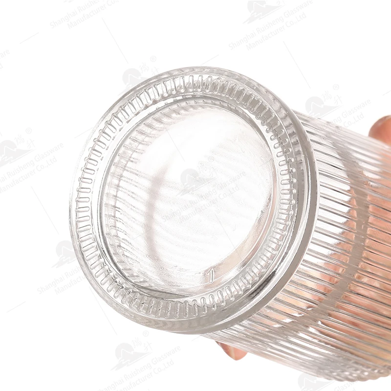 Customized 500ml 750ml Clear Round Stripe Flint Wine Whisky Vodka Tequila Rum Gin Brandy Liquor Spirits Glass Bottles