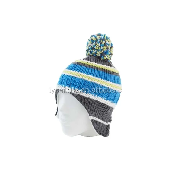factory hot sale Custom Jacquard earflap Winter Knitted Hats warm beanie With soft Tassels