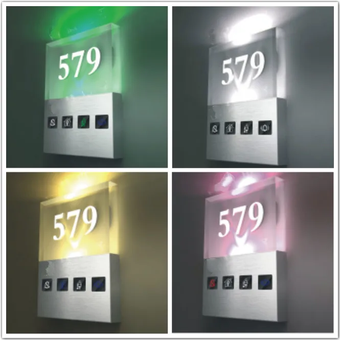 Hotel doorplate room number signs light color changing ,DND switch door plate  with Hotel doorbell system