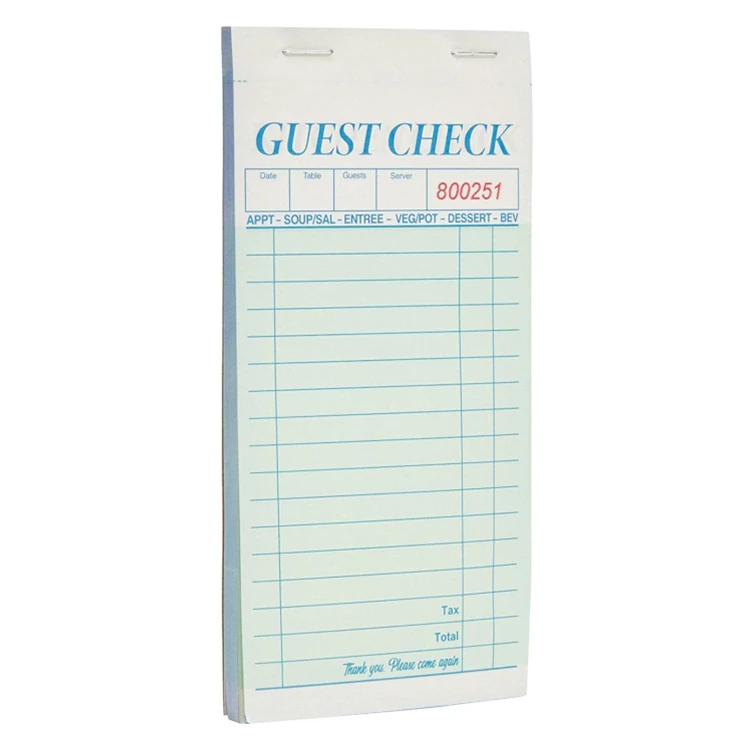 Factory Sells 2 Part Carbonless Server Note Pads Custom Size Guest Check Pads For Waiters Waitresses Servers Restaurants Orders