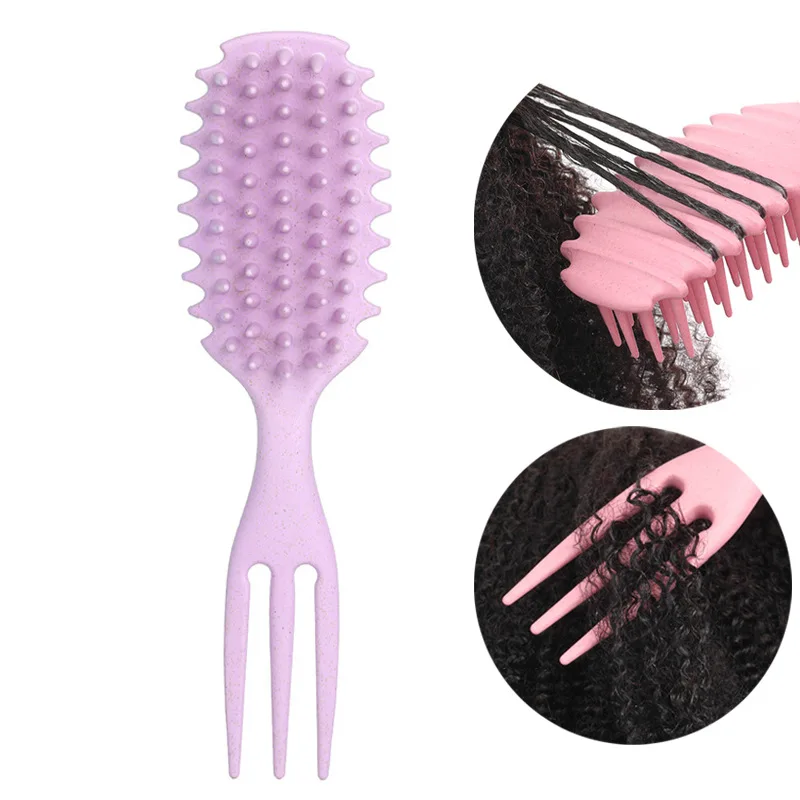 Curl Define Styling Brush Scalp Massage Detangling Hair Brush Comb 2024 New Wheat Straw Women Curl Defining Brush