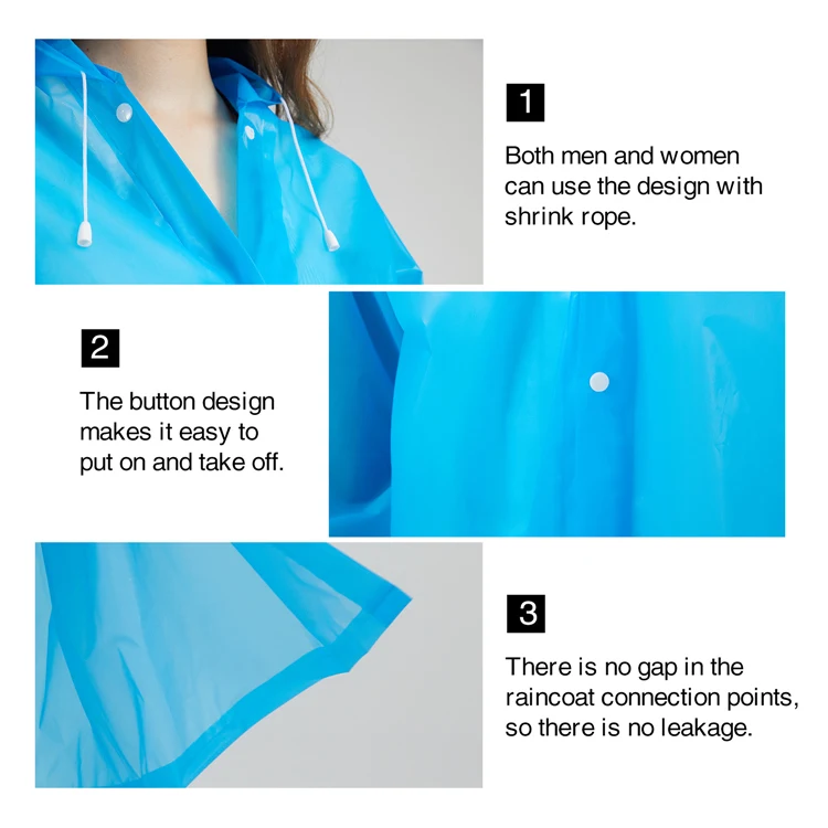 Многоразовый Дождевик-пончо EVA, портативный дождевик для активного отдыха, эластичный на рукавах, с кулиской на капюшоне