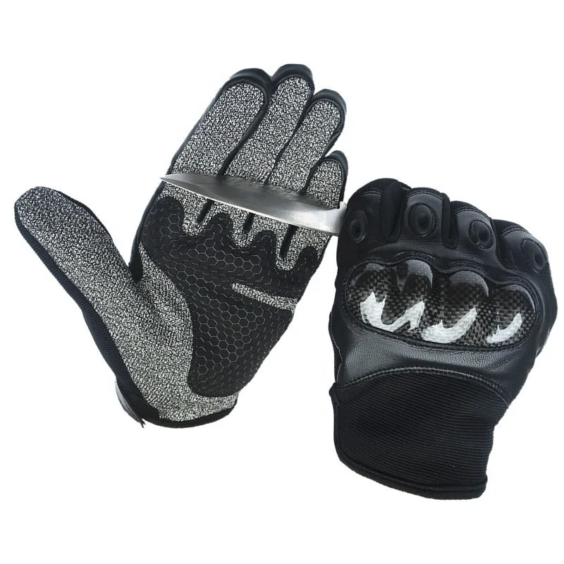Top Quality new outdoor tactical gloves Black carbon fiber shell  grade 5 anti-cut microfiber sports gloves