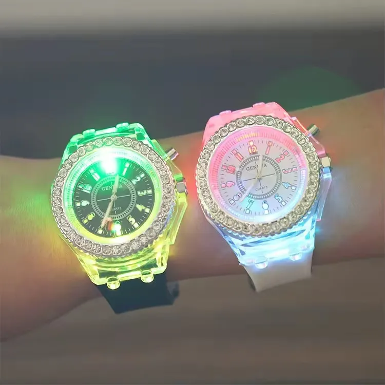 2024 LED Light Flash Luminous Watches Women Men Boys Girls Silicone Wrist Watch Fashion Clock Kids Children