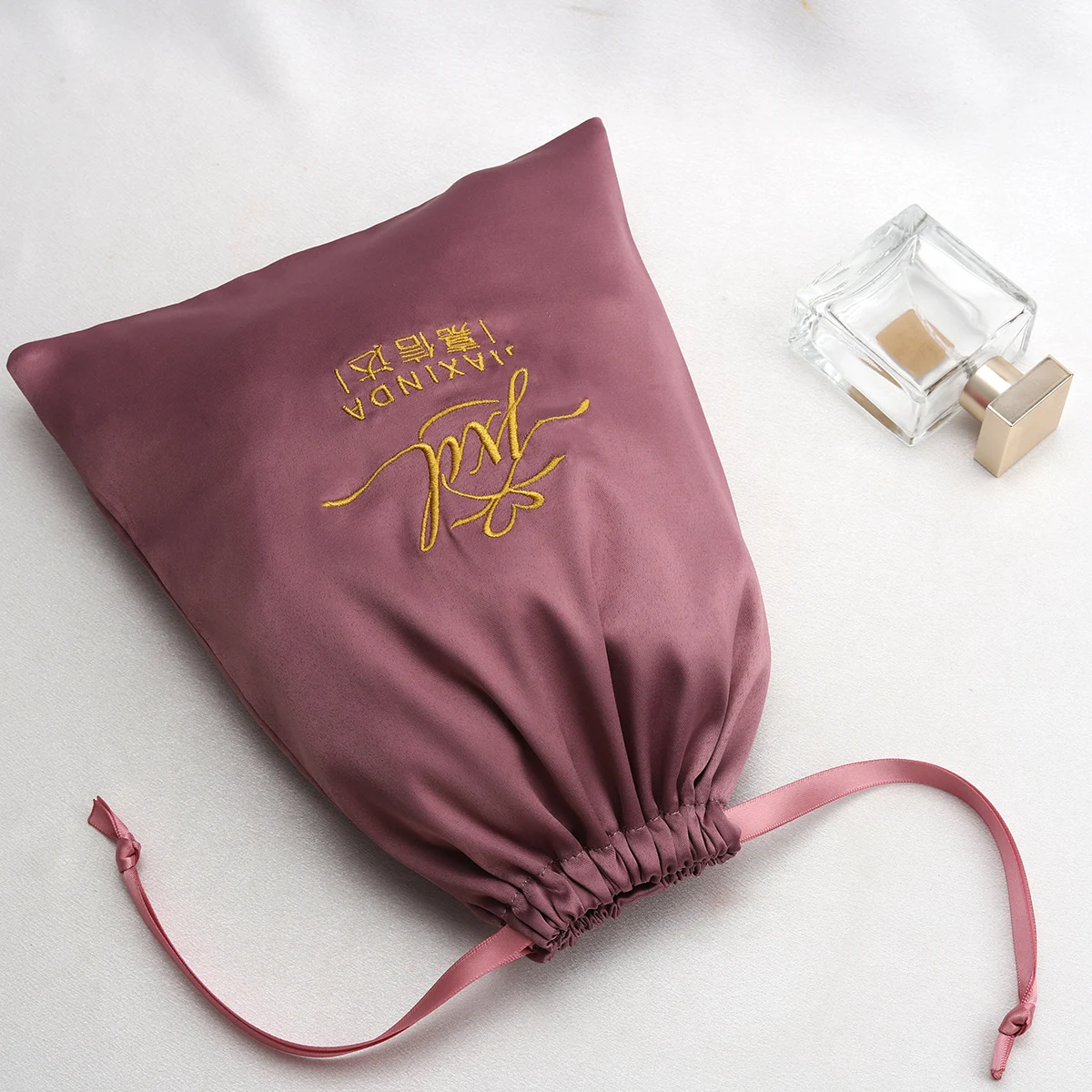 Custom High Quality Wholesale Luxury Satin Drawstring Bag Personalize Logo  Dust Jewelry Packaging  Pouch