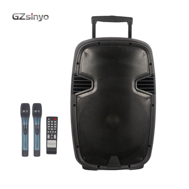 15 inch big trolley rechargeable battery video google home karaoke dj party outdoor blue tooth speaker