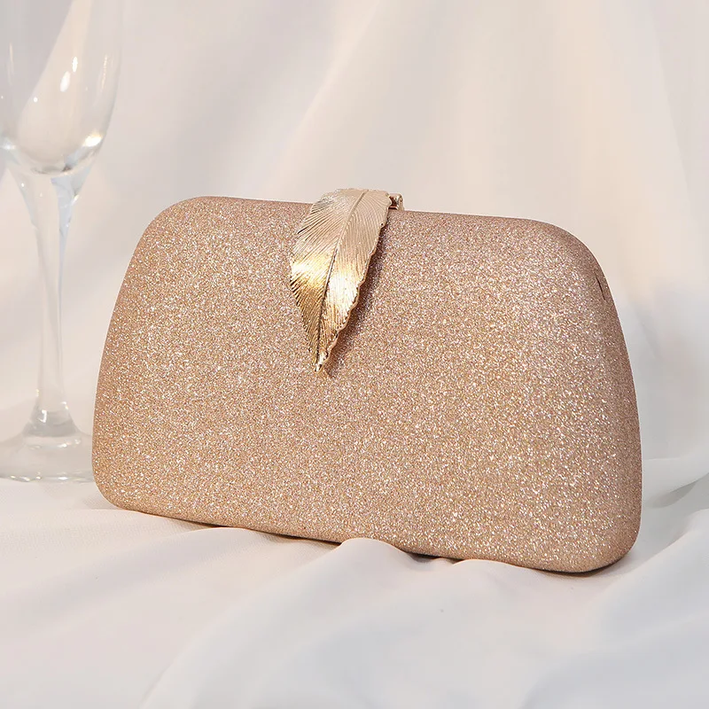 New Creative Gold Leaf Box Banquet Dress Wedding Women Handheld Evening Bag Luxury Party