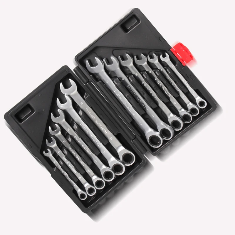 JRS 12pcs Car Tools Auto Repair Ratchet Wrench Universal Flexible Reversible Head Wrench