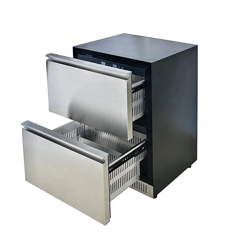 Stainless Steel Small Commercial Built In Under Counter 2 Drawer Refrigerator