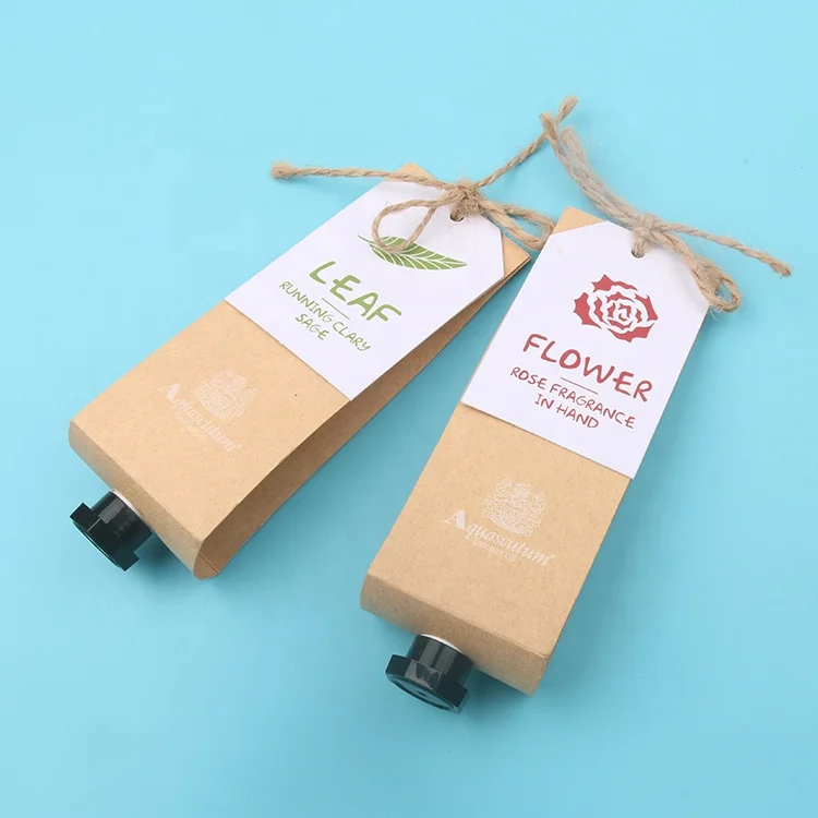 Custom Offset Printing Logo Labels Hand Creams Design Brown Kraft Paper Swing Hang Tags with Hemp String