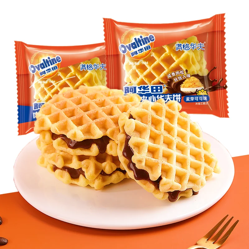 Wholesale Hot Selling Soft Baked Chocolate Chip Cookies Breakfast Cake Bread Meat Floss Filled Waffles Snacks