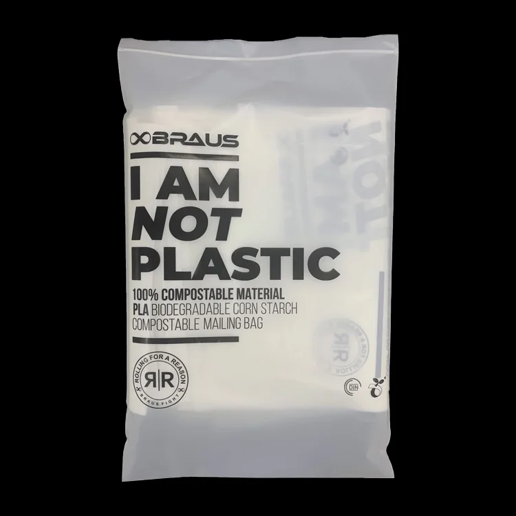 compostable garment  bag corn starch PLA clear  plastic  poly bag biodegradable packaging eco-friendly compostible garment bag