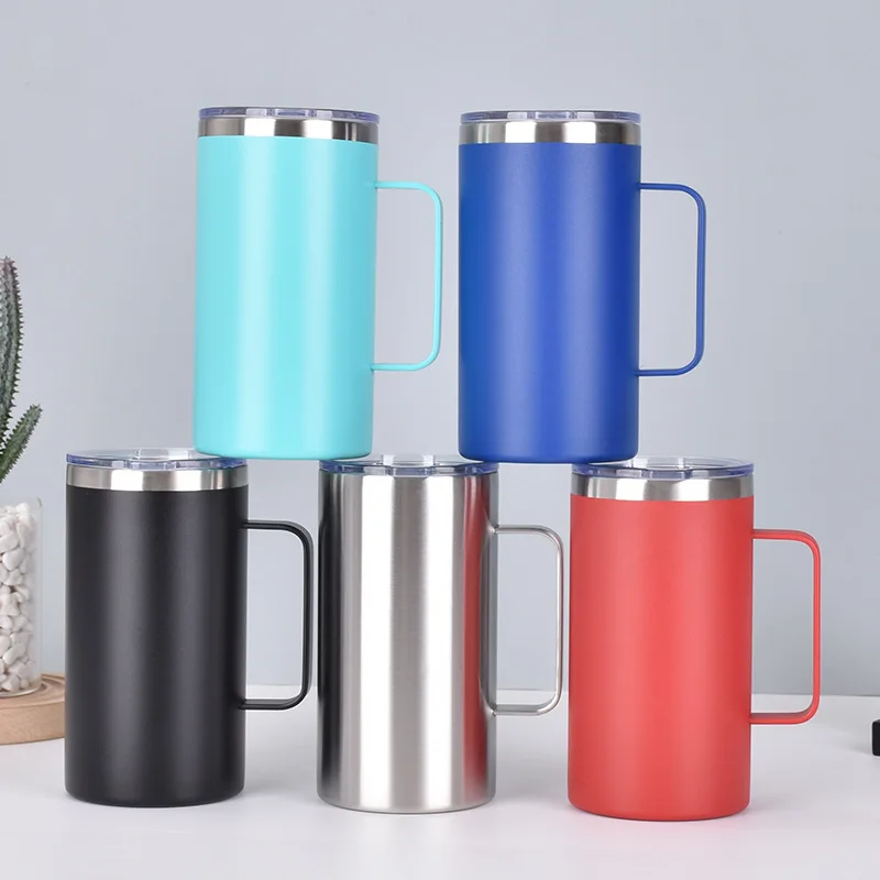 24oz handle office cup portable double-layer vacuum home office mug