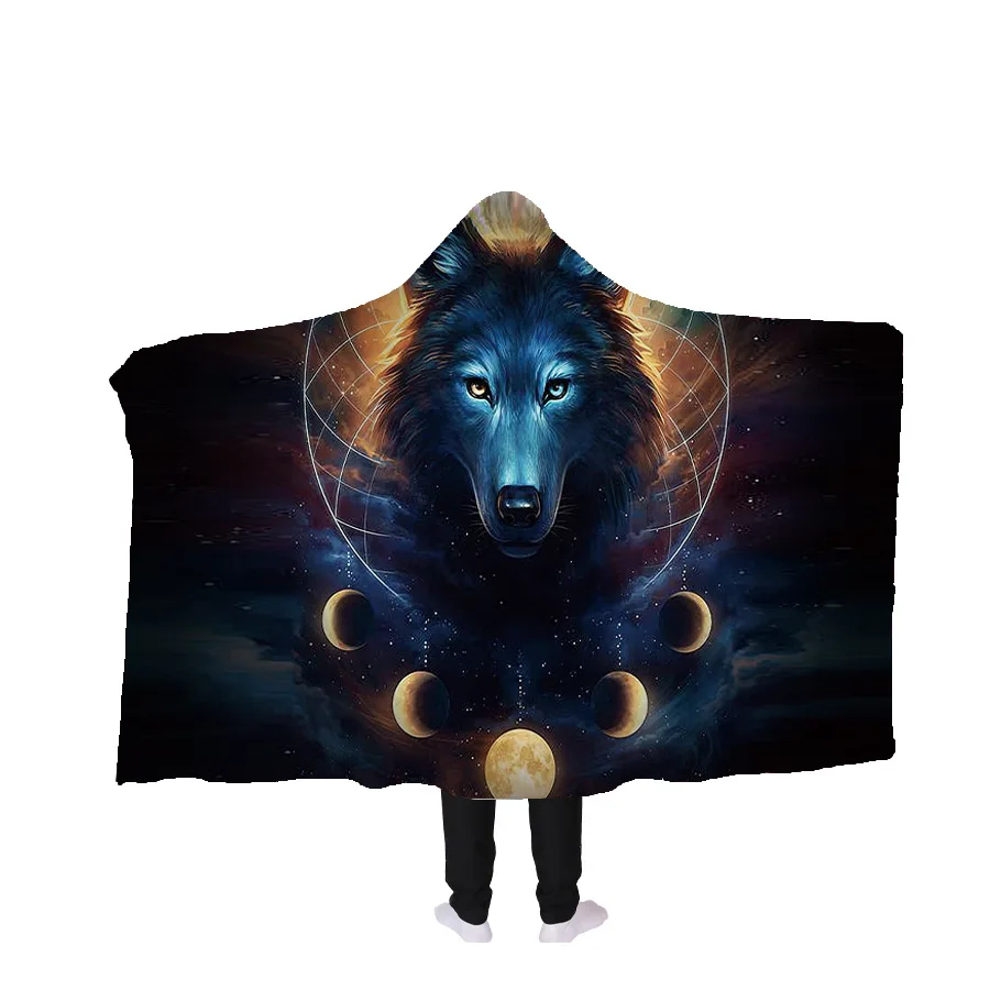 
 Одеяло с капюшоном для взрослых и детей, флисовое теплое покрывало с капюшоном и 3D принтом, Шарпей, для дома, путешествий, дивана  