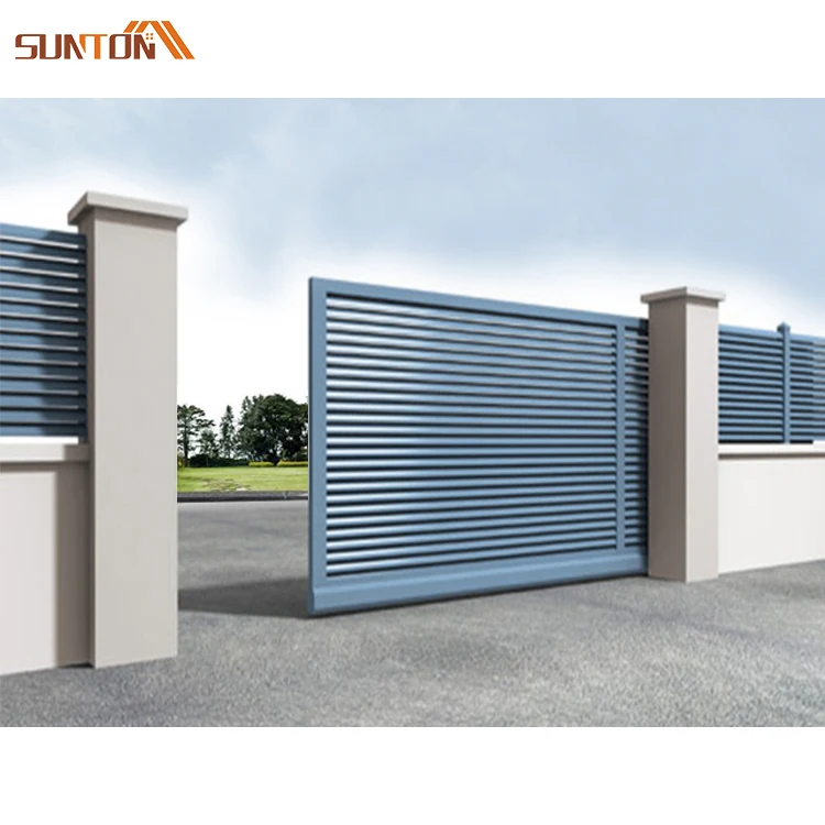 Cheap price villa aluminium fence main entrance door gates design house outdoor automatic metal aluminum sliding garden gate