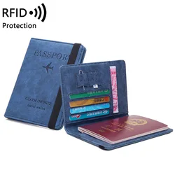 High Quality Custom Logo Pu Leather Passport Cover Rfid Blocking Passport Holder Travel Wallet With Card Case