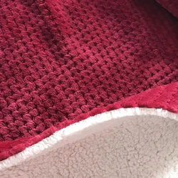 Red Plaid Fabric 490GSM Heavy Thick Brushed Bonded Jacquard Popcorn Flannel Sherpa Fleece Small Check Knit 100% Polyester Plain