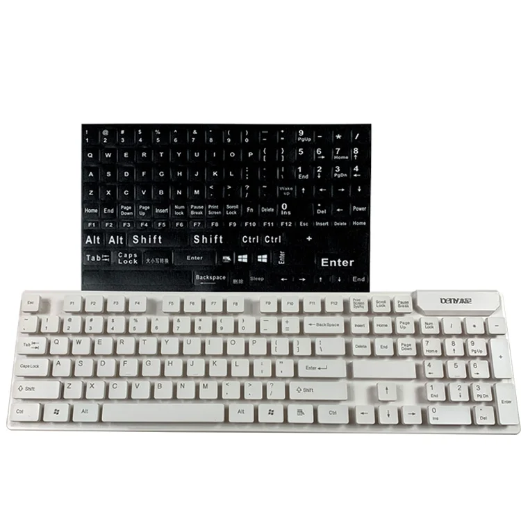 Заказная Оптовая ПВХ прозрачная глянцевая износостойкая Полная клавиатура английская Клавиатура Наклейка