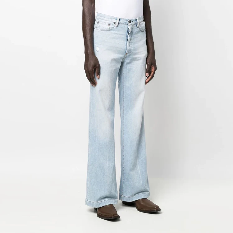 wholesale OEM LOGO style  High Waist Fashion Stretch Pocket Denim Jeans Flare Jeans for men