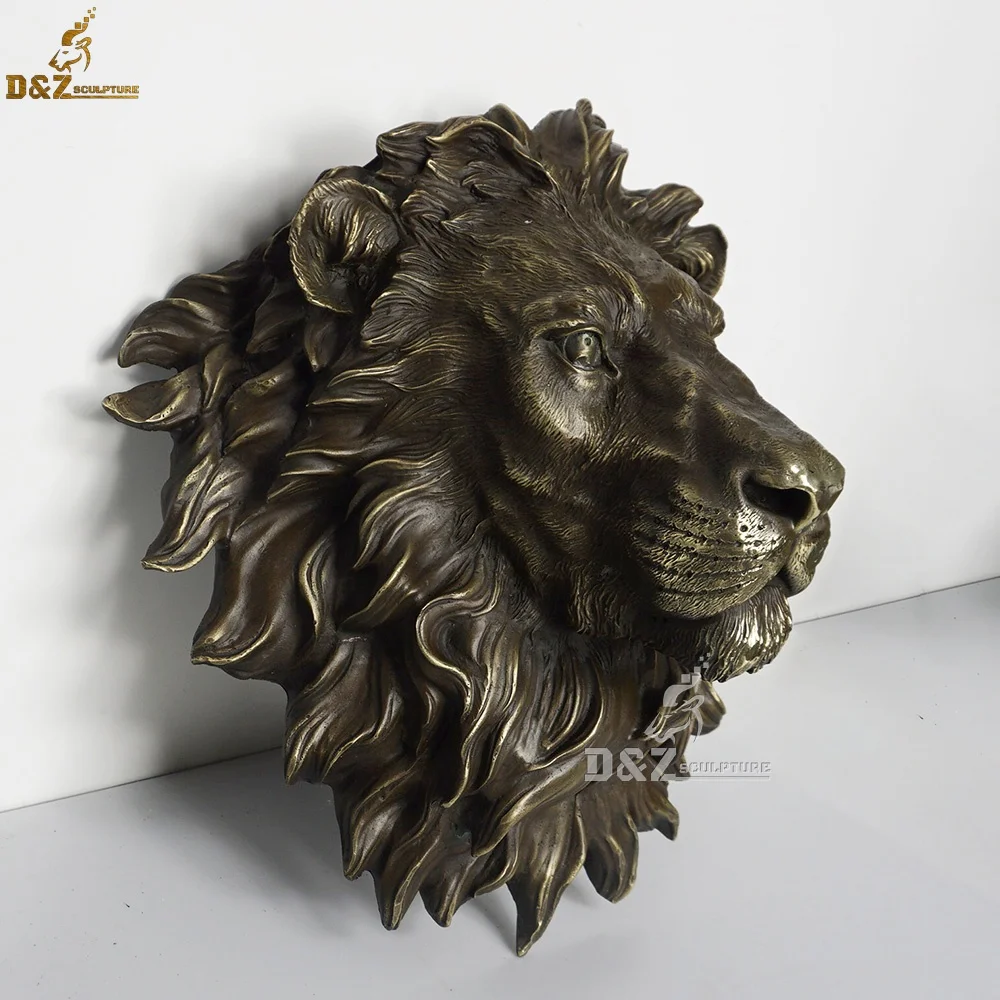 Outdoor Garden Antique Metal Bronze Lion Head Waterfall Wall Water Fountains Statue