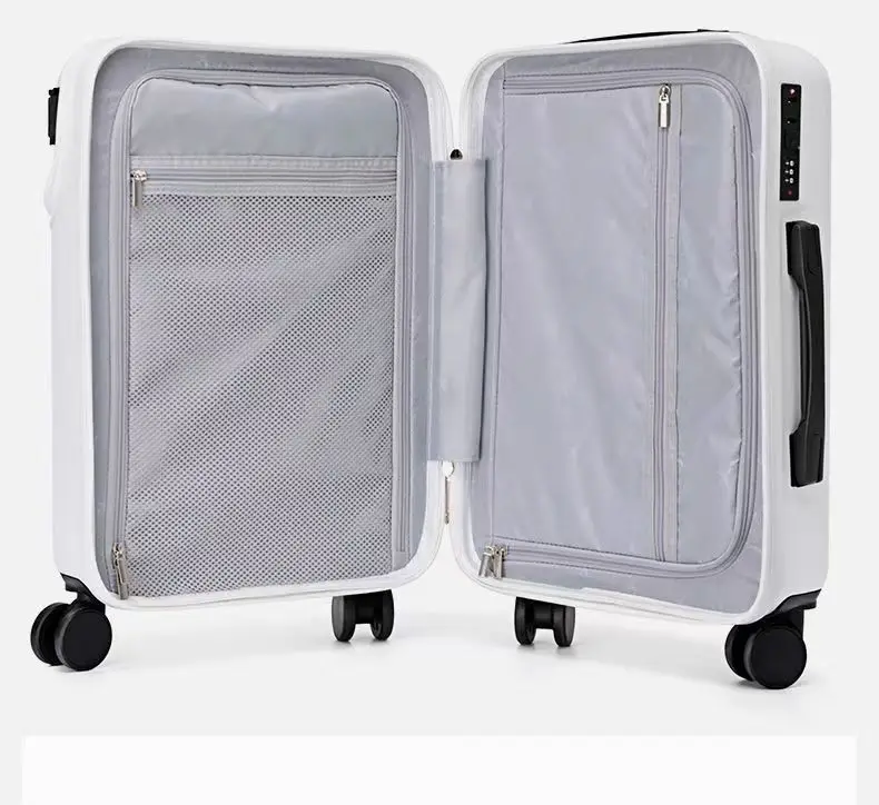 New multifunctional front opening boarding box strong and durable student charging usb port wheel travel trolley combination