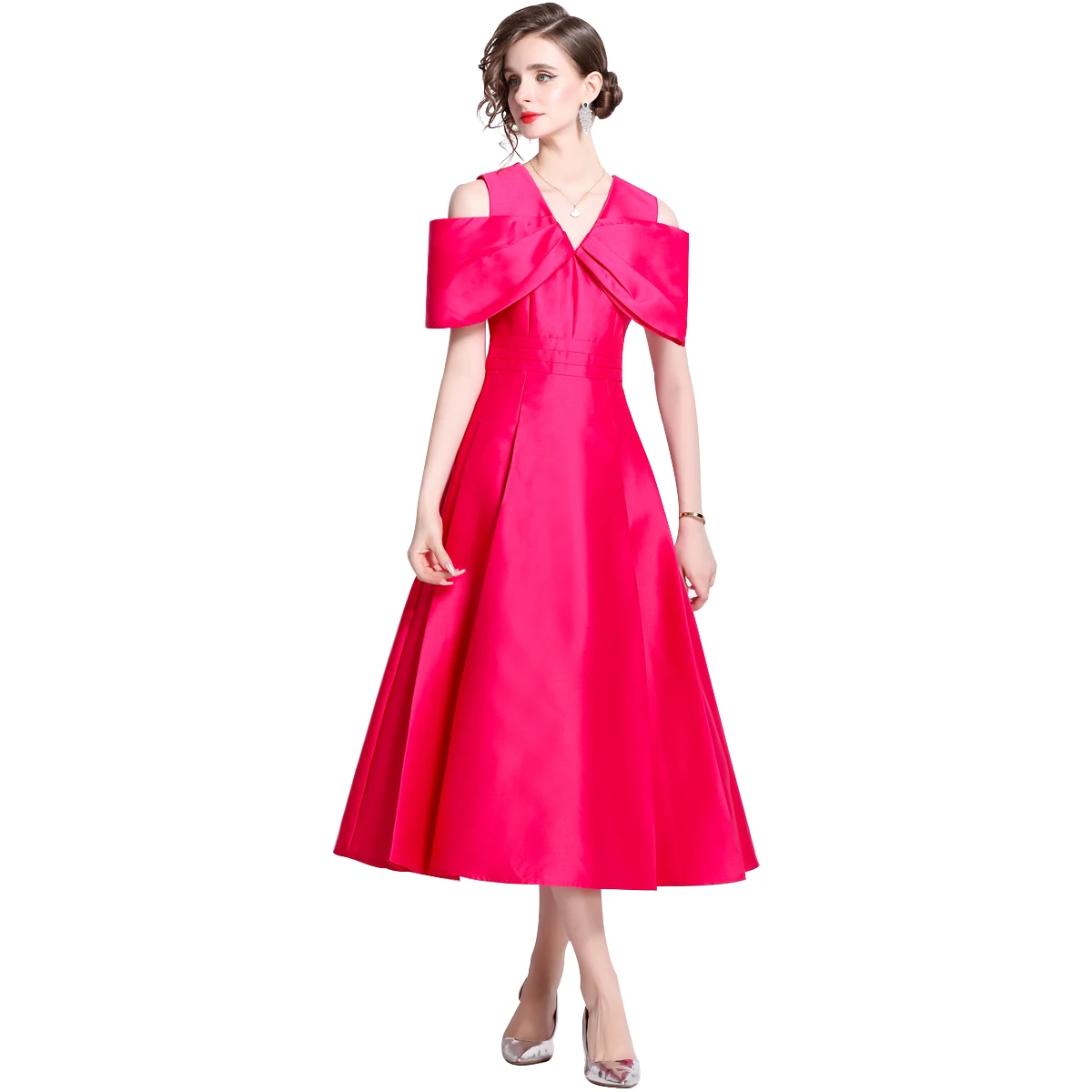 Droma summer new design big bow high waist dress latest fashion ladies casual luxurious evening dresses