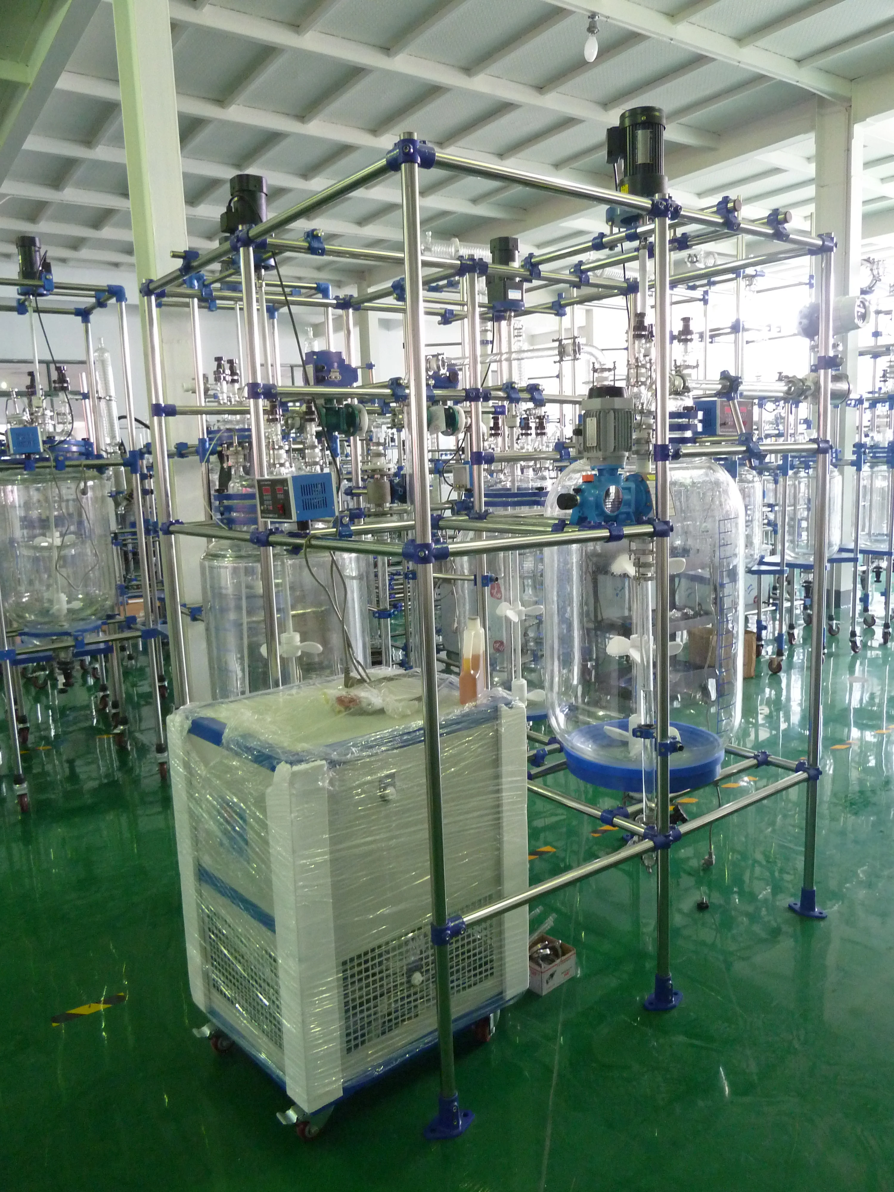 pyrex glass cylindrical  mini jacket glass reactor lab