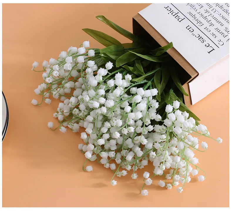 Simulated Lily Of The Valley Plastic Flower Artificial Flowers Plastic Single Bell Orchid Flower For Bride Home Decor