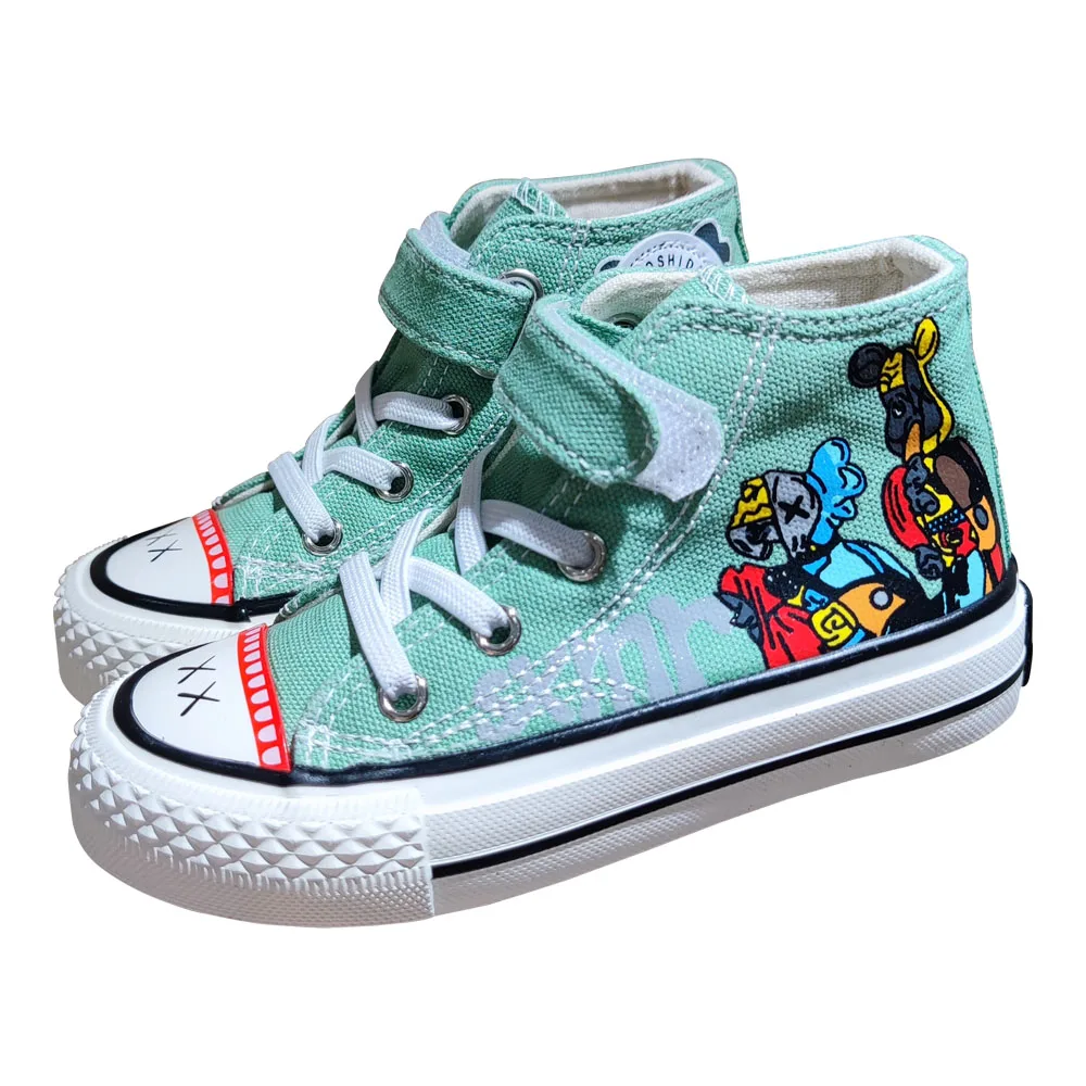 2021 spring new high-top children canvas shoes graffiti breathable shoes casual shoes for boys and girls